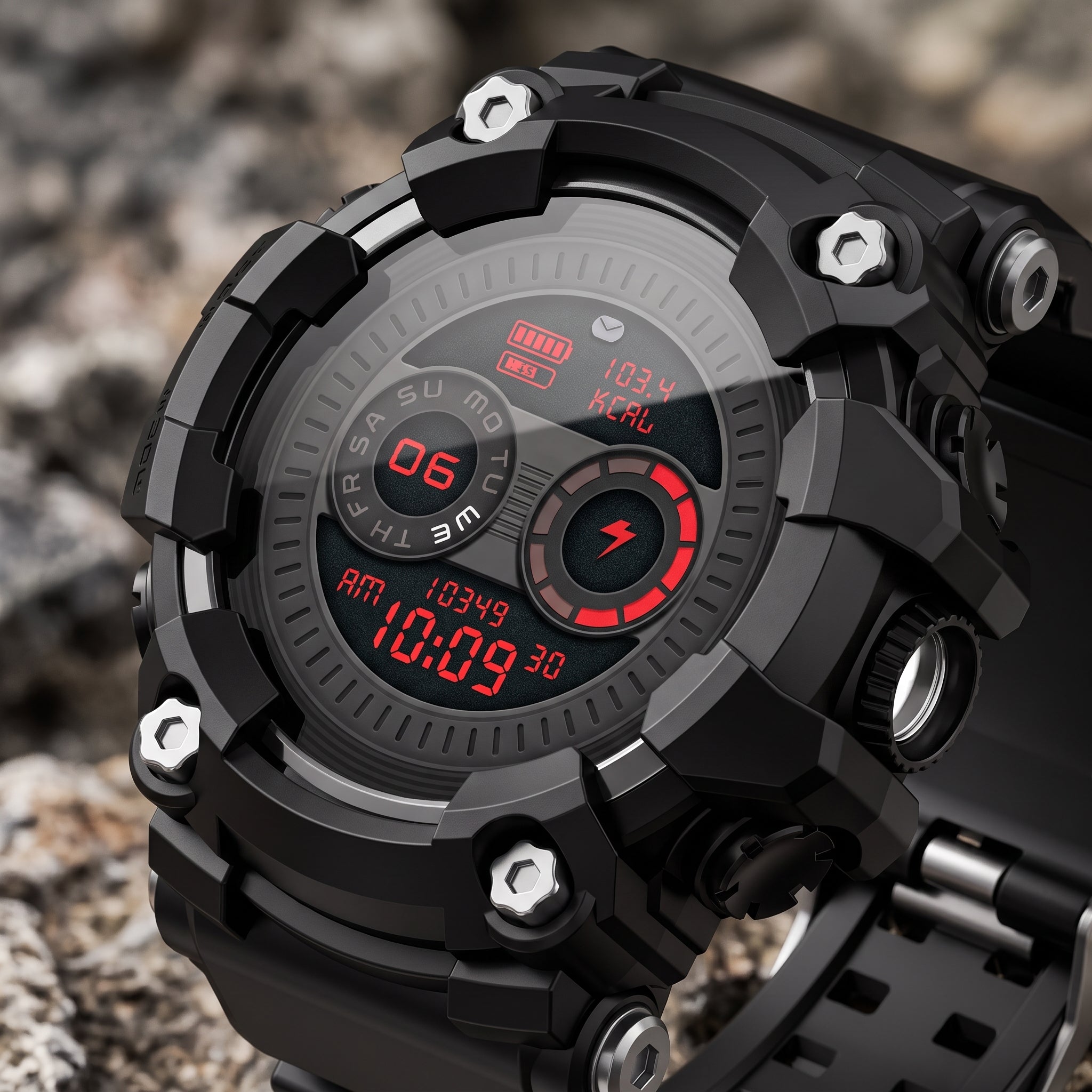 Rugged Sports Smart Watch – Flashlight, Wireless Calls & Fitness Tracker