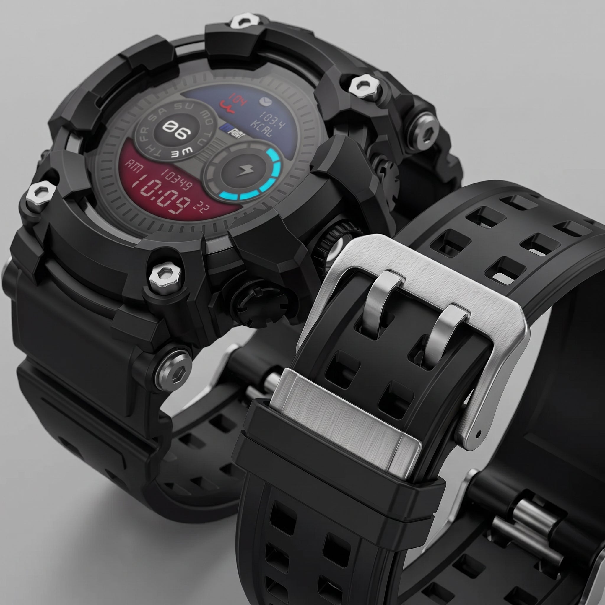 Rugged Sports Smart Watch – Flashlight, Wireless Calls & Fitness Tracker