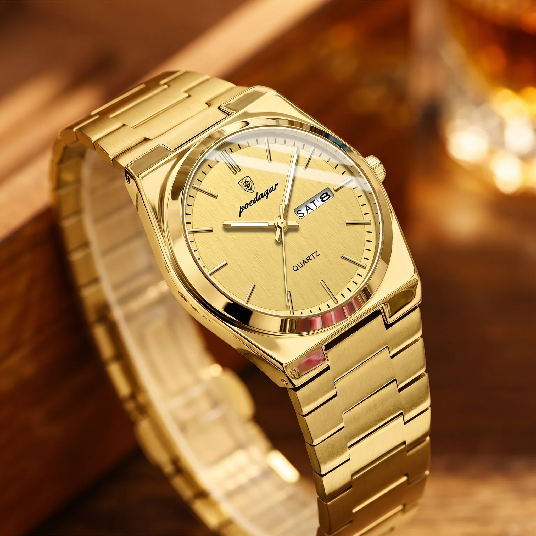 Men's Casual Quartz Watch – Date & Day Display, Waterproof