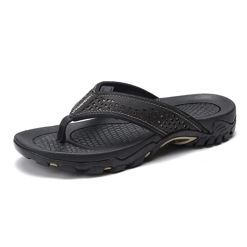 Men's PU Leather Flip Flops – Casual Beach Sandals
