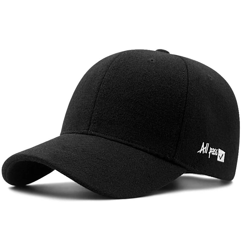 Men's Extended Size Wool Snapback Cap – Warm Winter Hat