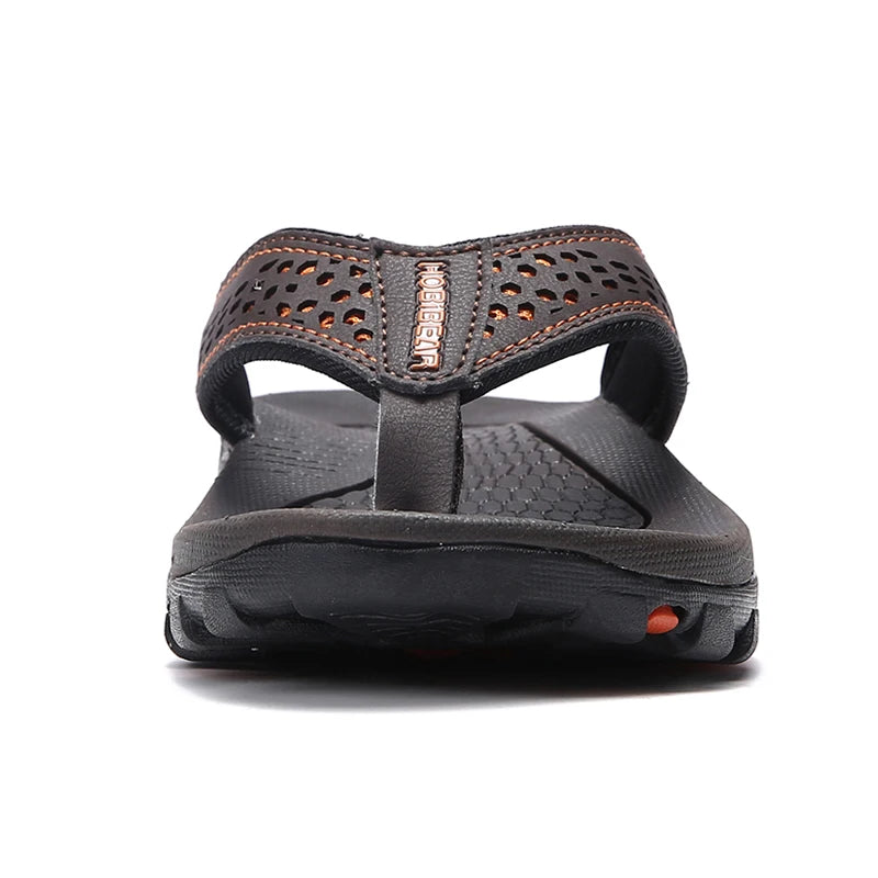 Men's PU Leather Flip Flops – Casual Beach Sandals
