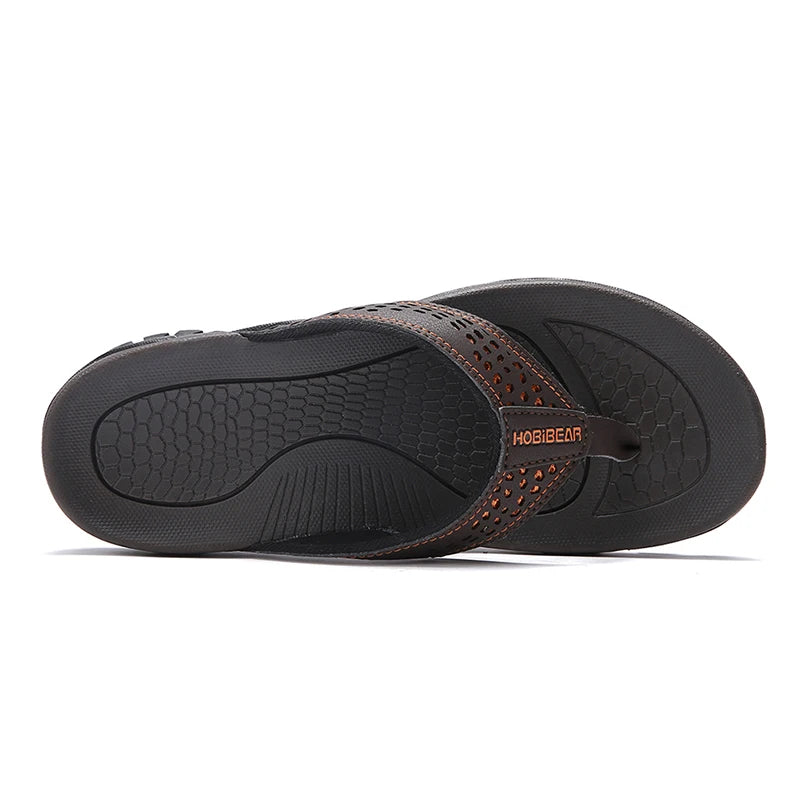 Men's PU Leather Flip Flops – Casual Beach Sandals