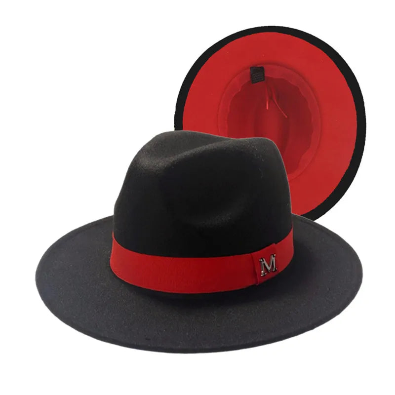 Unisex Two-Tone Felt Fedora Hat – Wide Brim Western Style