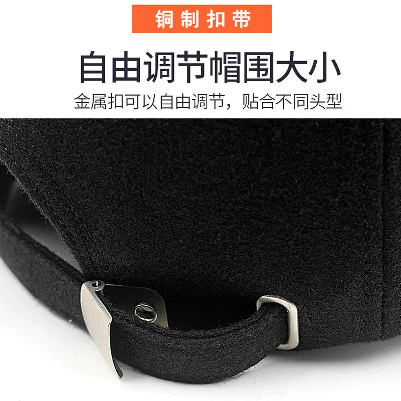 Men's Extended Size Wool Snapback Cap – Warm Winter Hat