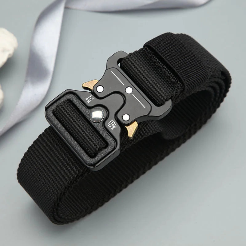 Men's Tactical Canvas Belt – Heavy-Duty Nylon Buckle Belt