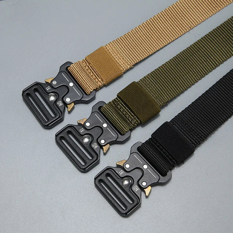 Men's Tactical Canvas Belt – Heavy-Duty Nylon Buckle Belt