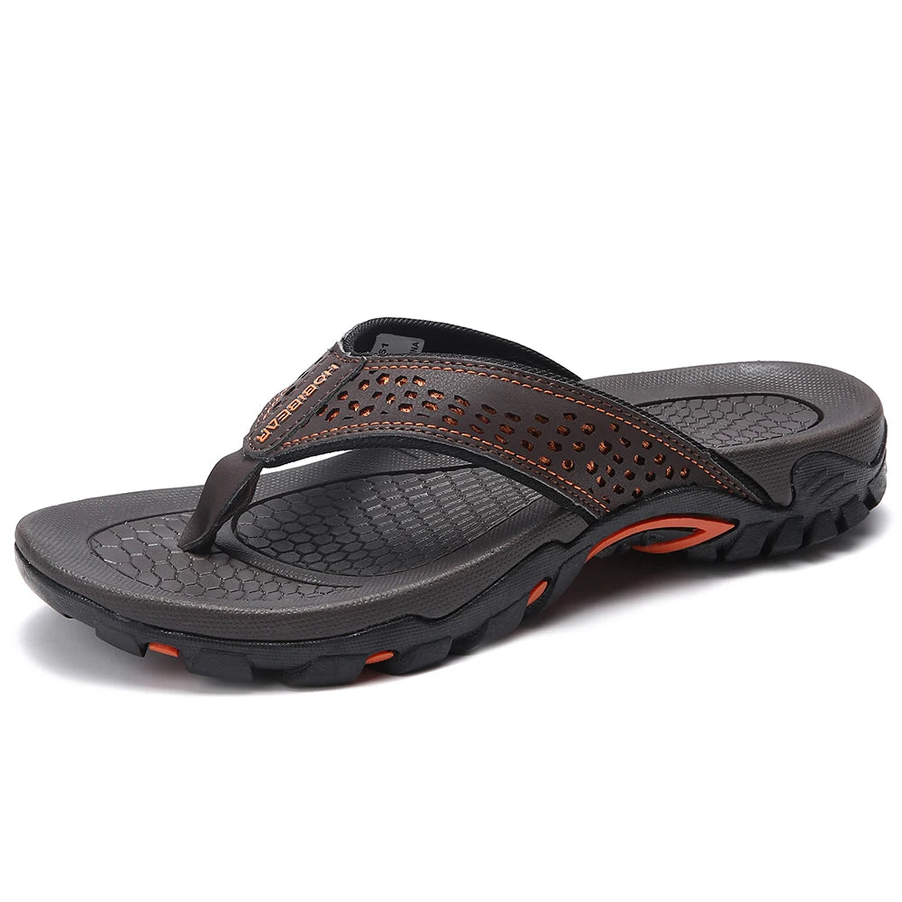 Men's PU Leather Flip Flops – Casual Beach Sandals
