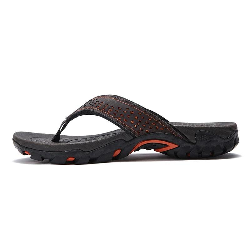 Men's PU Leather Flip Flops – Casual Beach Sandals