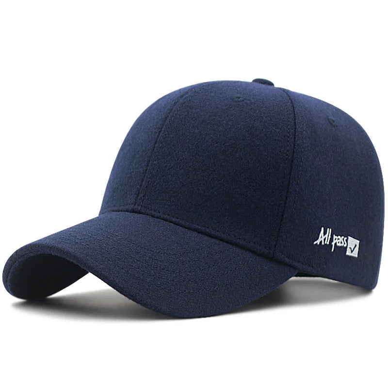 Men's Extended Size Wool Snapback Cap – Warm Winter Hat