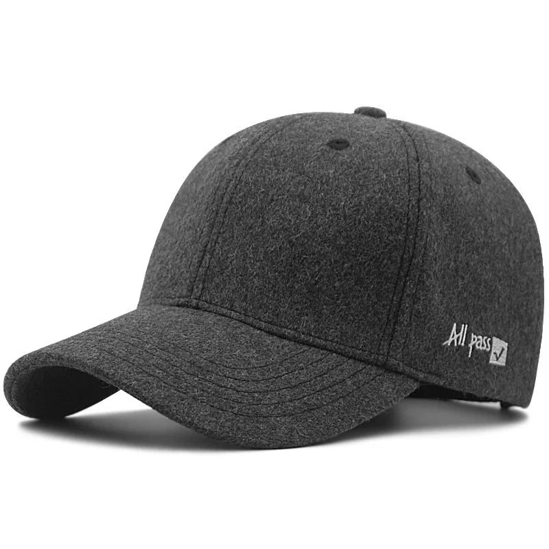 Men's Extended Size Wool Snapback Cap – Warm Winter Hat