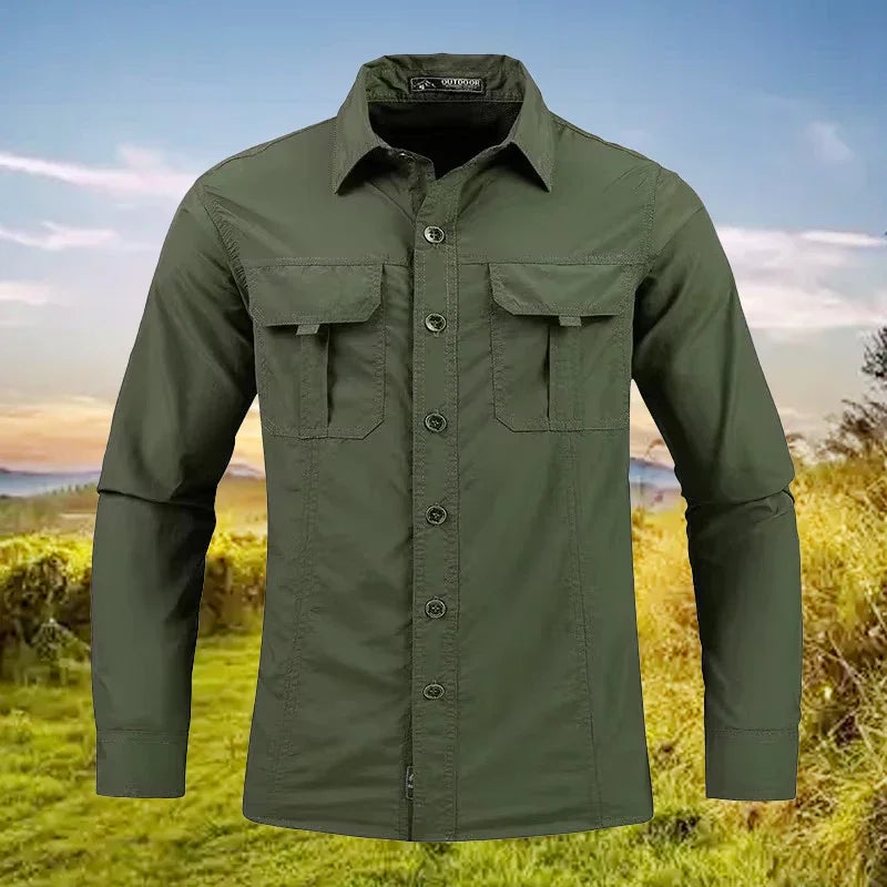 Men's Long-Sleeve Tactical Shirt – Breathable Sun Protection Top
