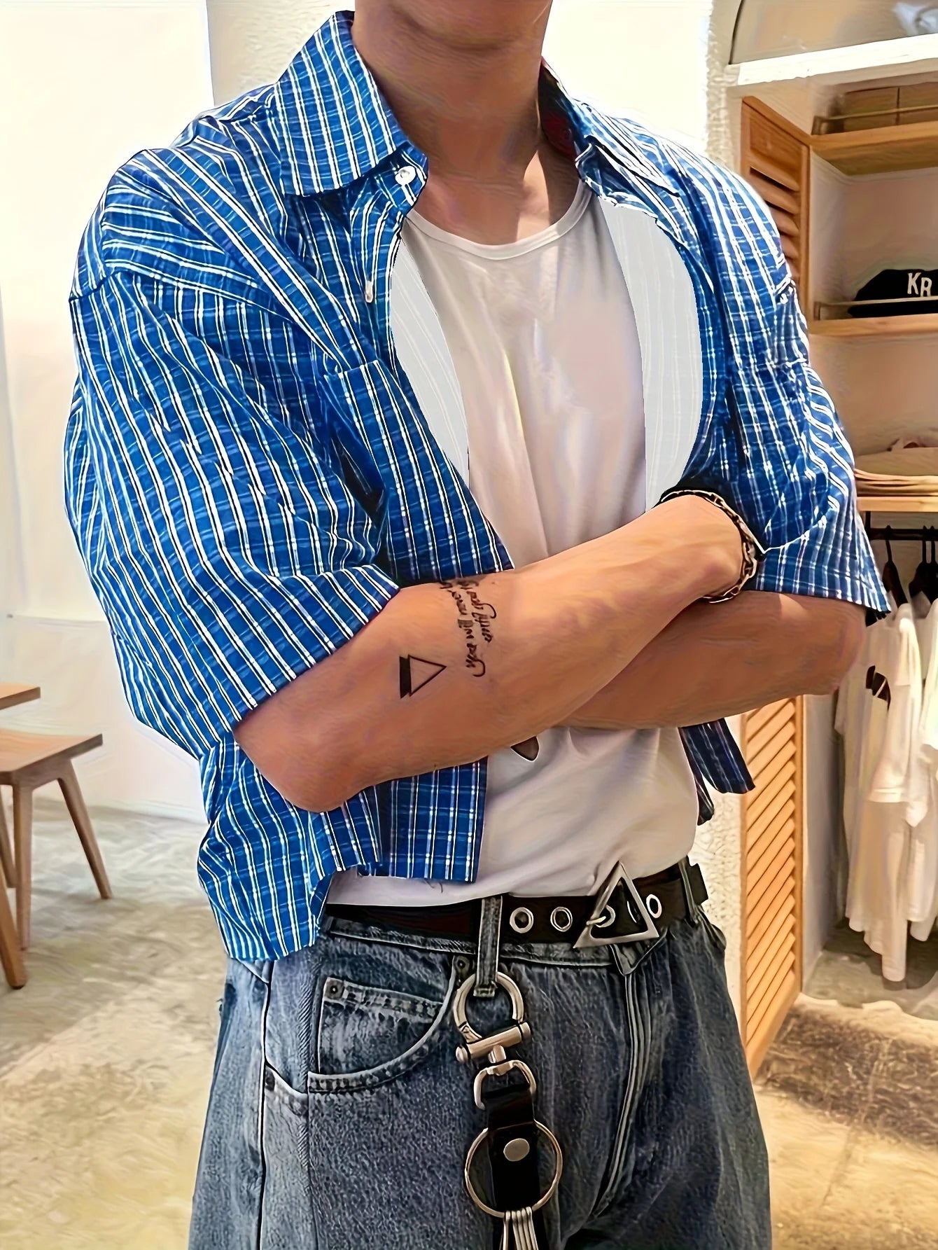 Men's Retro Striped Shirt – Button-Up Casual Beach Top