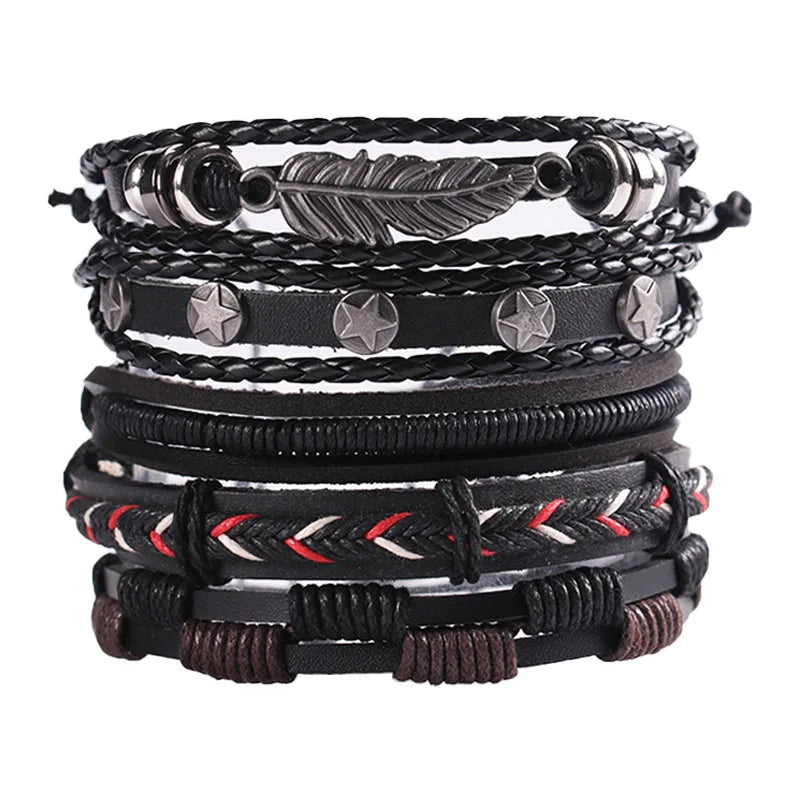 Men's Viking Skull Bracelet – Woven Leather Wristband
