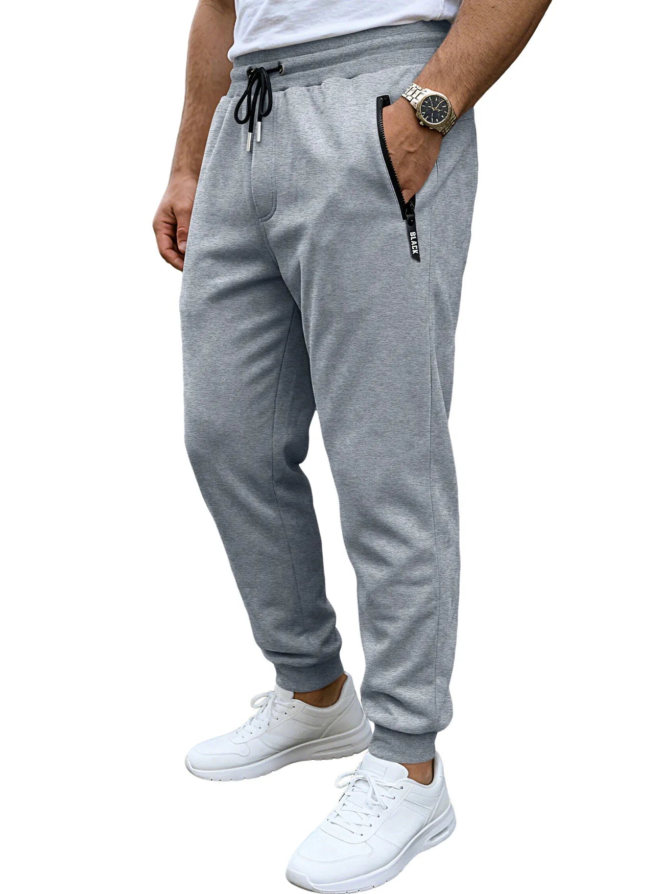 Men's Elasticated Sports Trousers – Drawstring Cuff Joggers