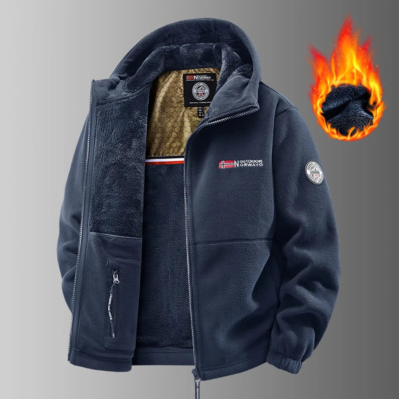 Men's Thermal Fleece Jacket – Windproof Softshell Outdoor Coat