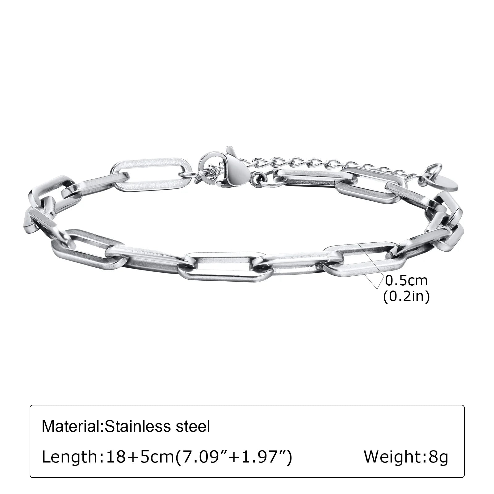 Men's Stainless Steel Chain Bracelet – Hip Hop Link Wristband