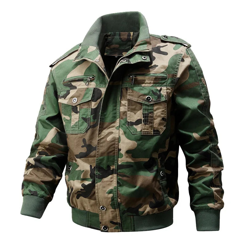 Men's Pilot Jacket – Military-Style Multi-Pocket Coat