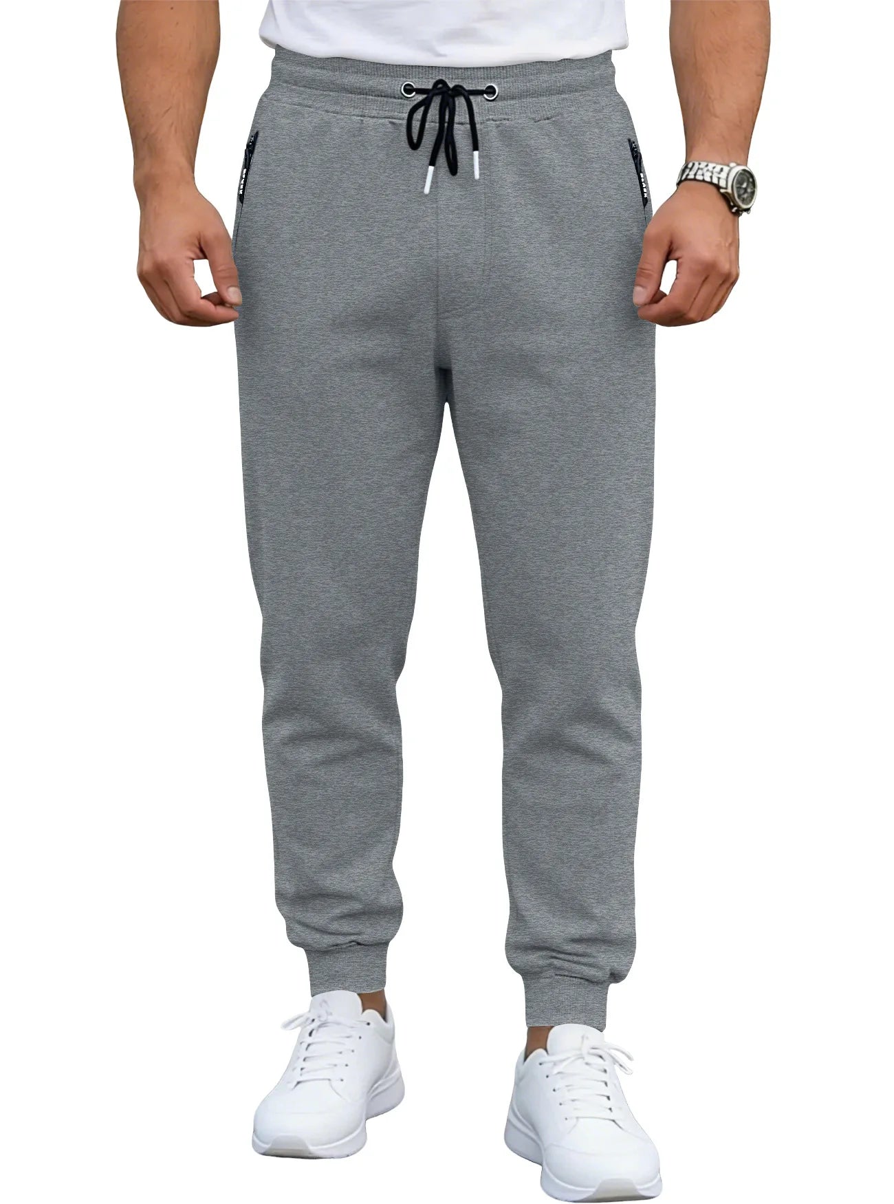Men's Elasticated Sports Trousers – Drawstring Cuff Joggers