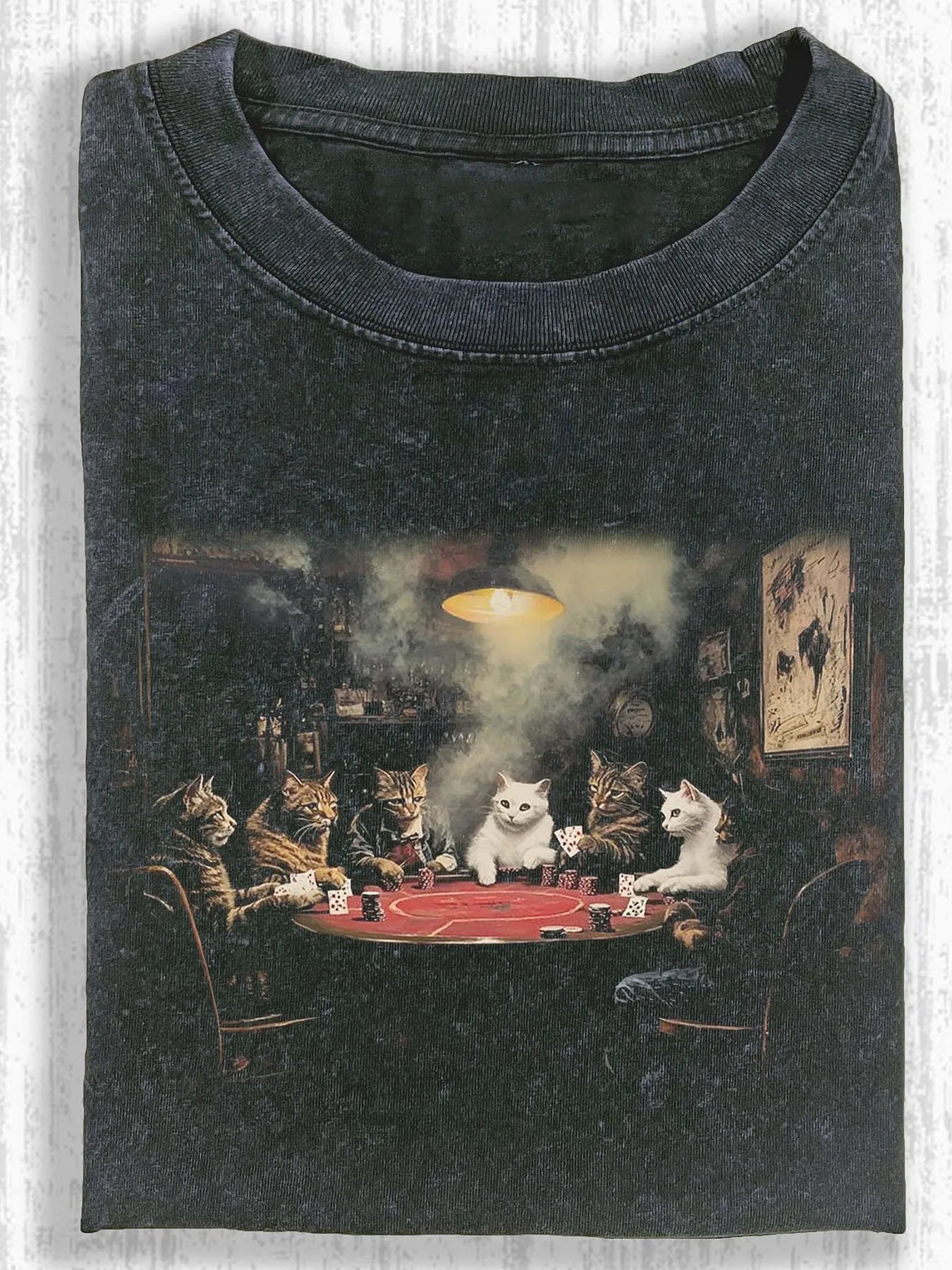 Men's Vintage Poker Print T-Shirt – Oversized Drop-Shoulder Tee