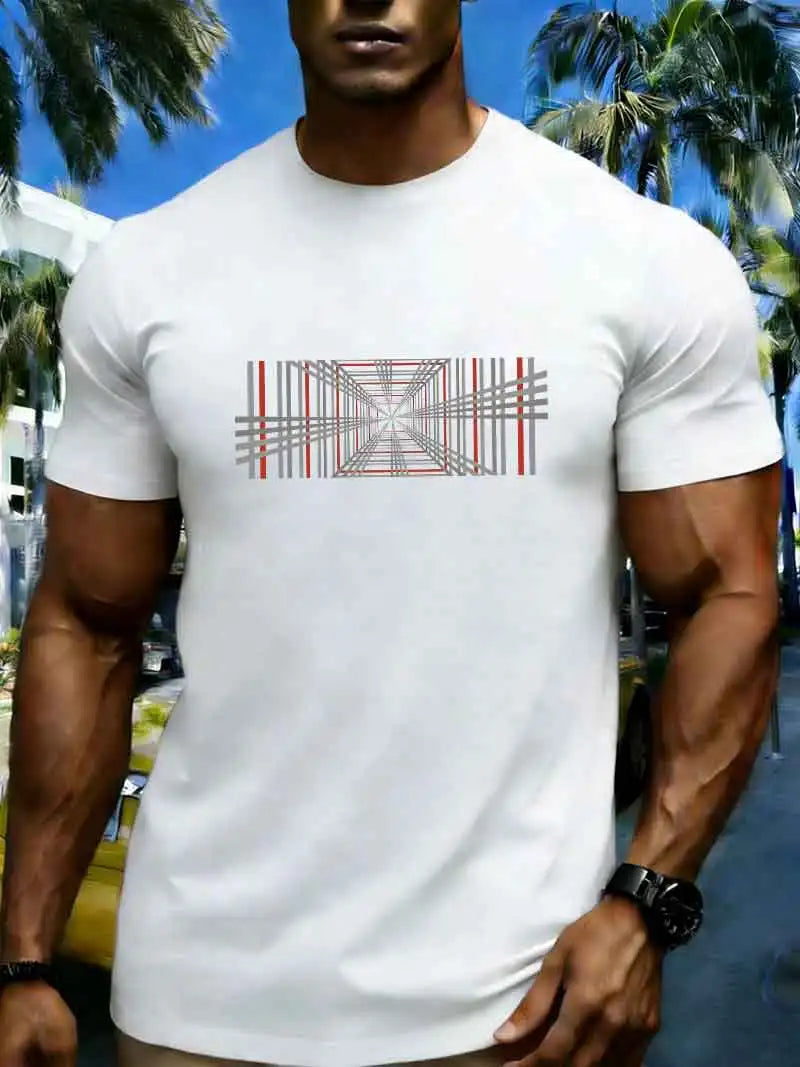 Men's Compass Print T-Shirt – Retro Cotton Graphic Tee