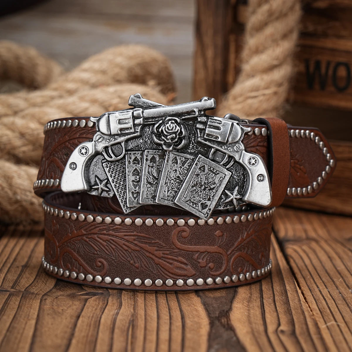 Unisex Retro Western Belt – PU Leather with Metal Buckle