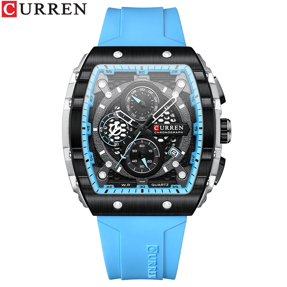Men's Square Dial Quartz Watch – Sports Wristwatch
