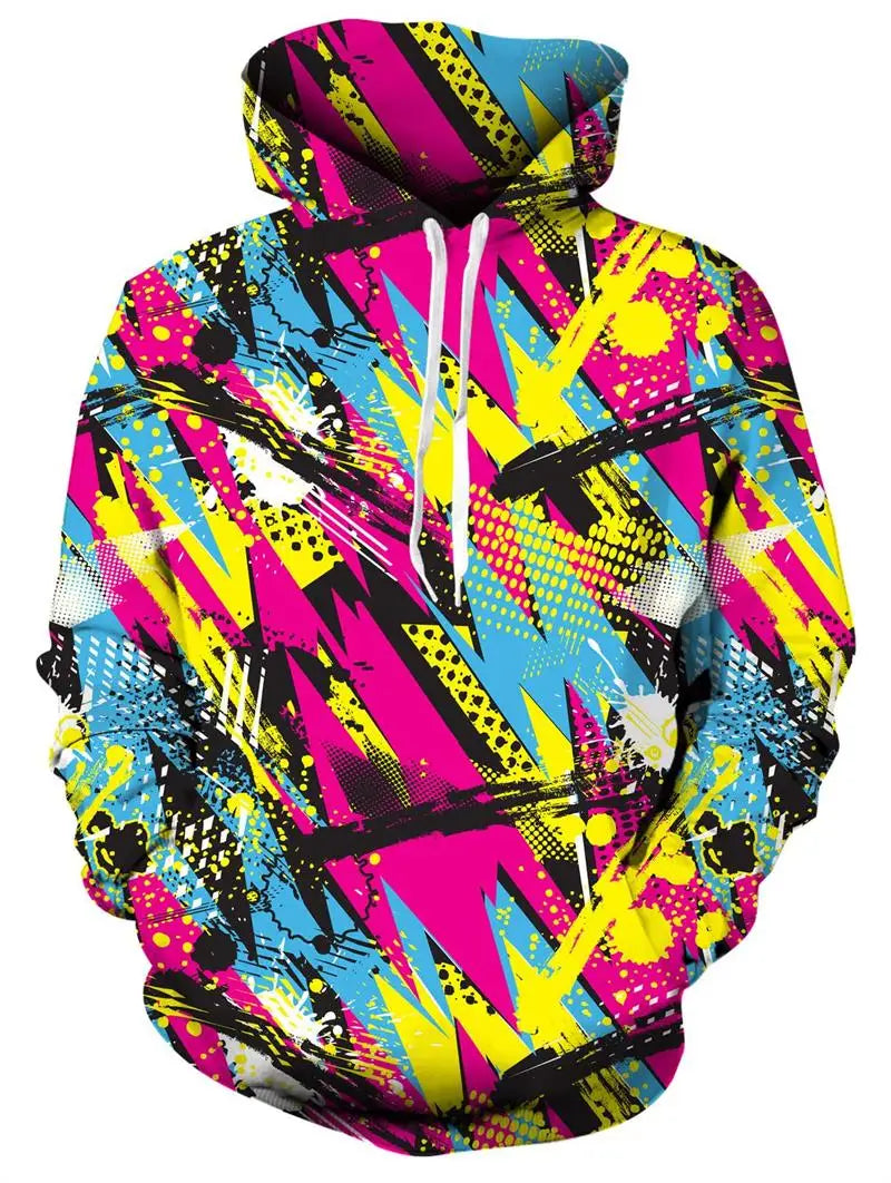 Unisex Novelty Print Hoodie – 3D Pattern Pullover Sweatshirt