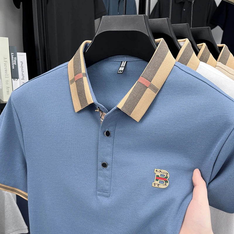 Men's Classic Cotton Polo Shirt – Badge Detail Short Sleeve