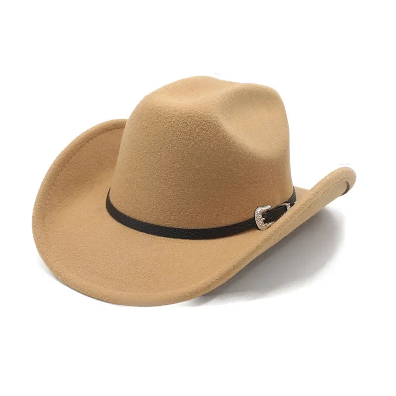 Unisex Wool Felt Cowboy Hat – Wide Brim Equestrian Riding Cap