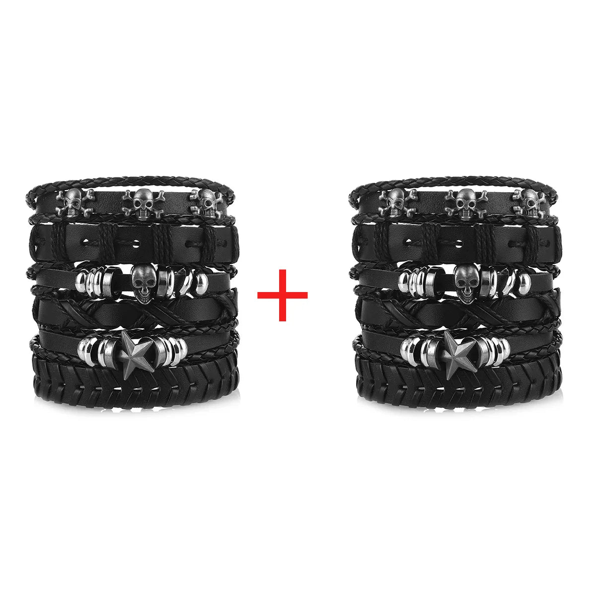 Men's Viking Skull Bracelet – Woven Leather Wristband