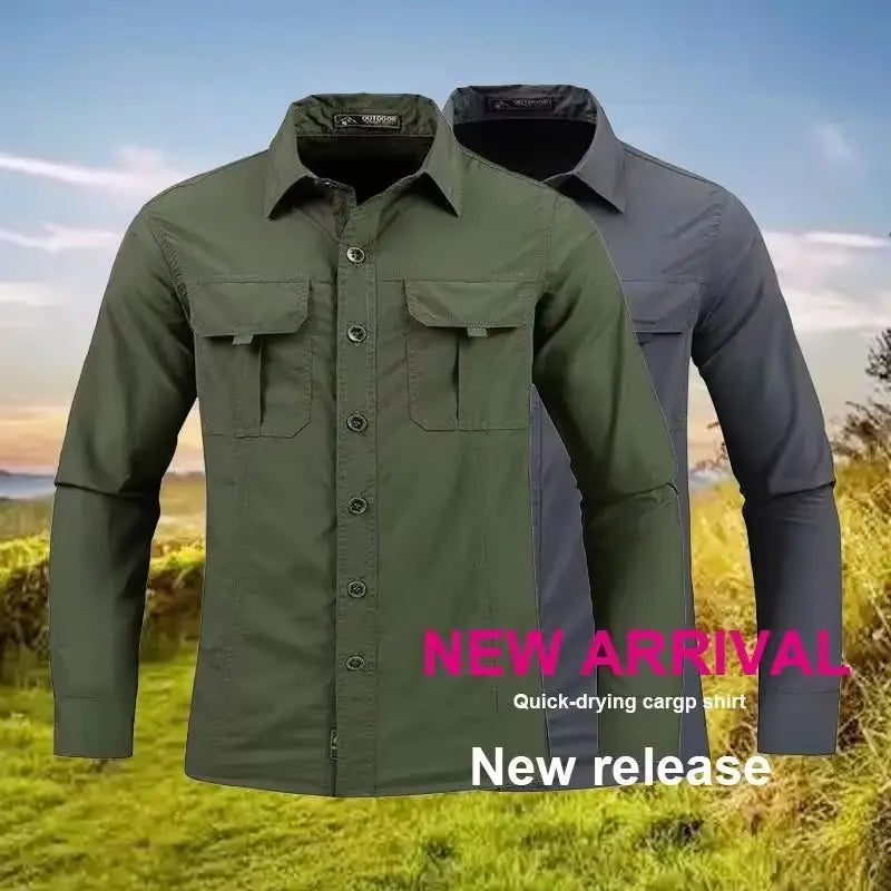 Men's Long-Sleeve Tactical Shirt – Breathable Sun Protection Top