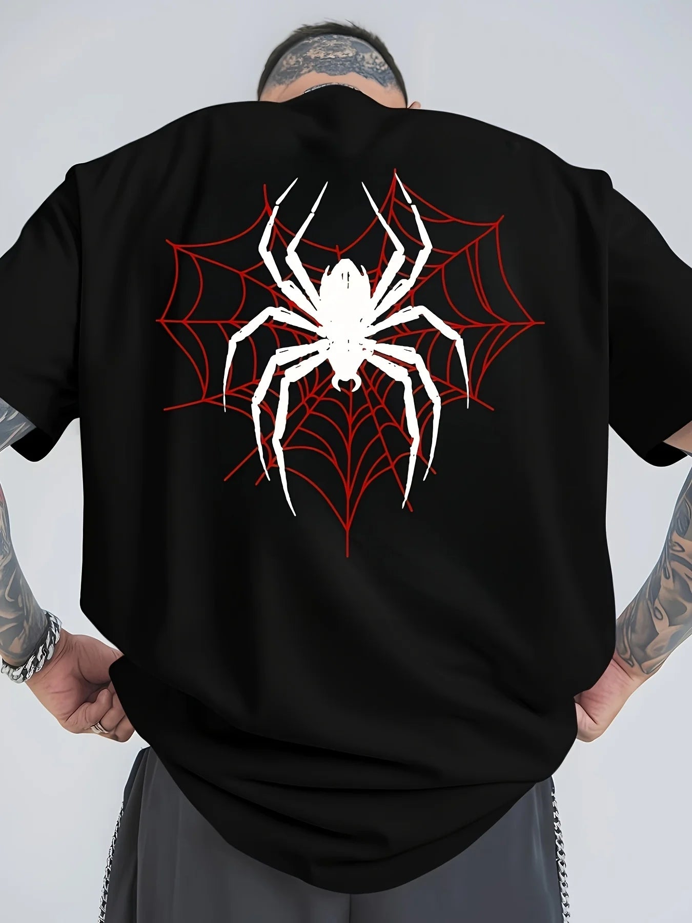 Men's Spider Web Print T-Shirt – Slim Fit Graphic Tee