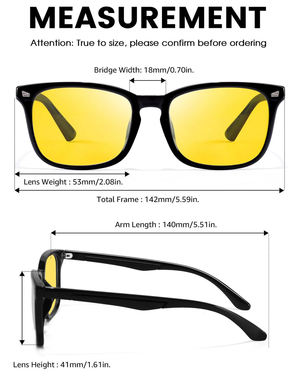Men's Night Driving Glasses – Polarised Anti-Glare Yellow Lens