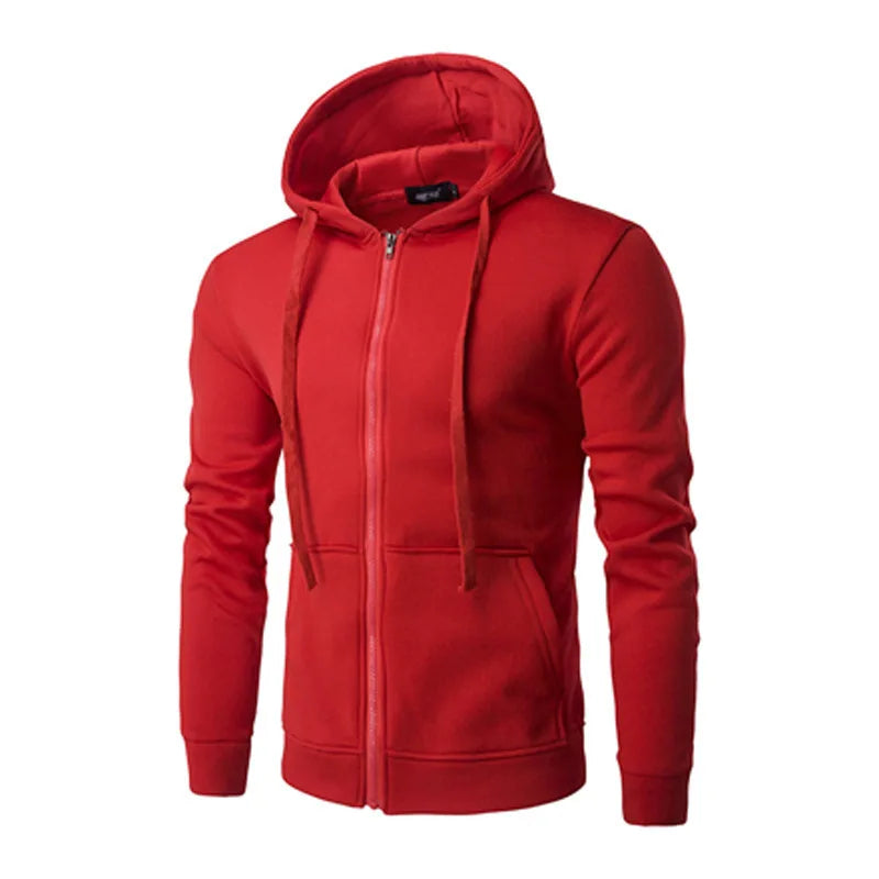 Men's Zip-Up Hoodie – Slim Fit Long-Sleeve Sweatshirt