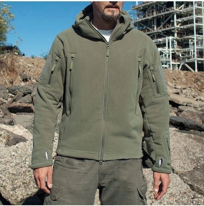 Men's Hooded Fleece Jacket – Thermal Softshell Outdoor Coat