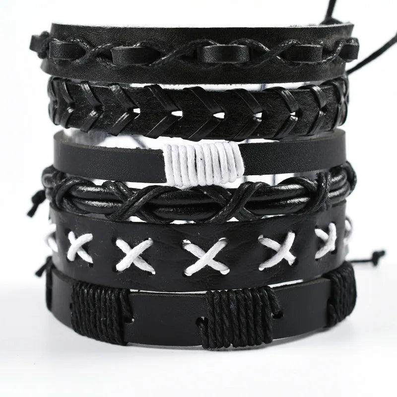 Men's Viking Skull Bracelet – Woven Leather Wristband