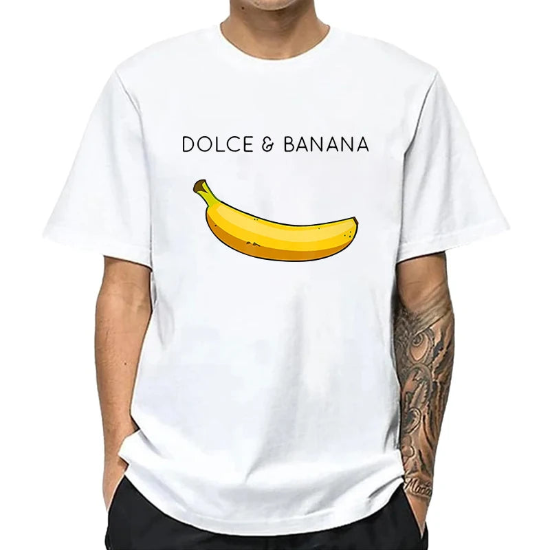 Men's Novelty Banana Print T-Shirt – Casual Cotton Blend Tee