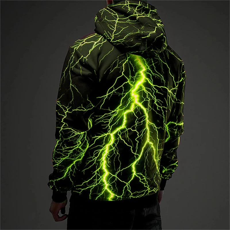 Unisex Lightning Graphic Hoodie – Oversized Streetwear Pullover