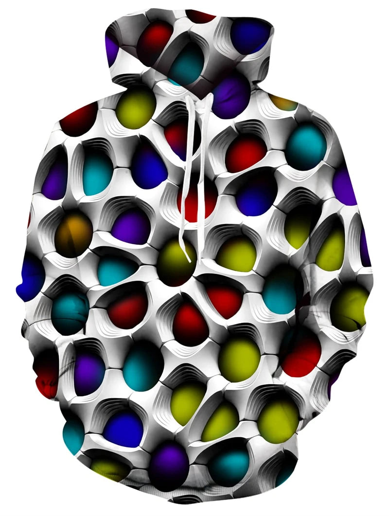 Unisex Novelty Print Hoodie – 3D Pattern Pullover Sweatshirt