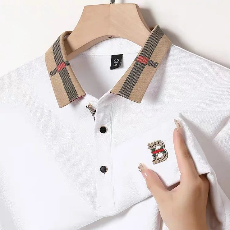 Men's Classic Cotton Polo Shirt – Badge Detail Short Sleeve