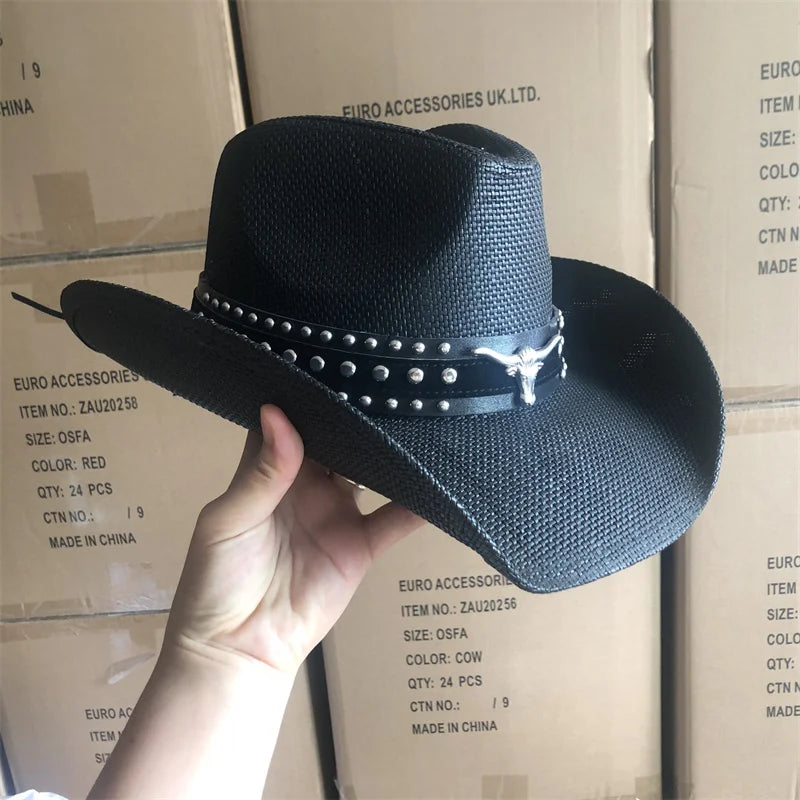 Unisex Straw Sun Hat – Thickened Cowboy Style Beach Hat