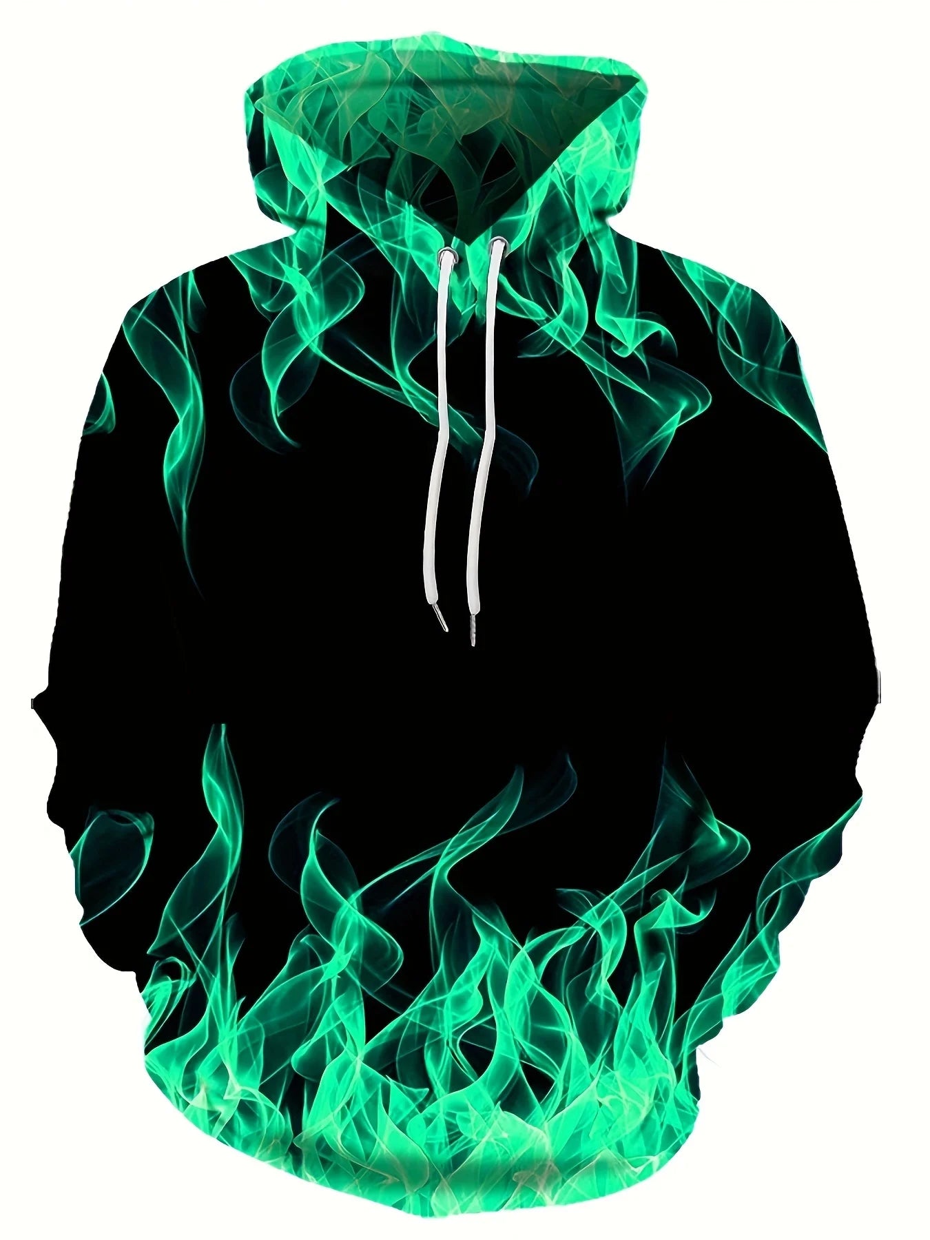 Men's Flame Print Hoodie – Oversized Pullover Sweatshirt