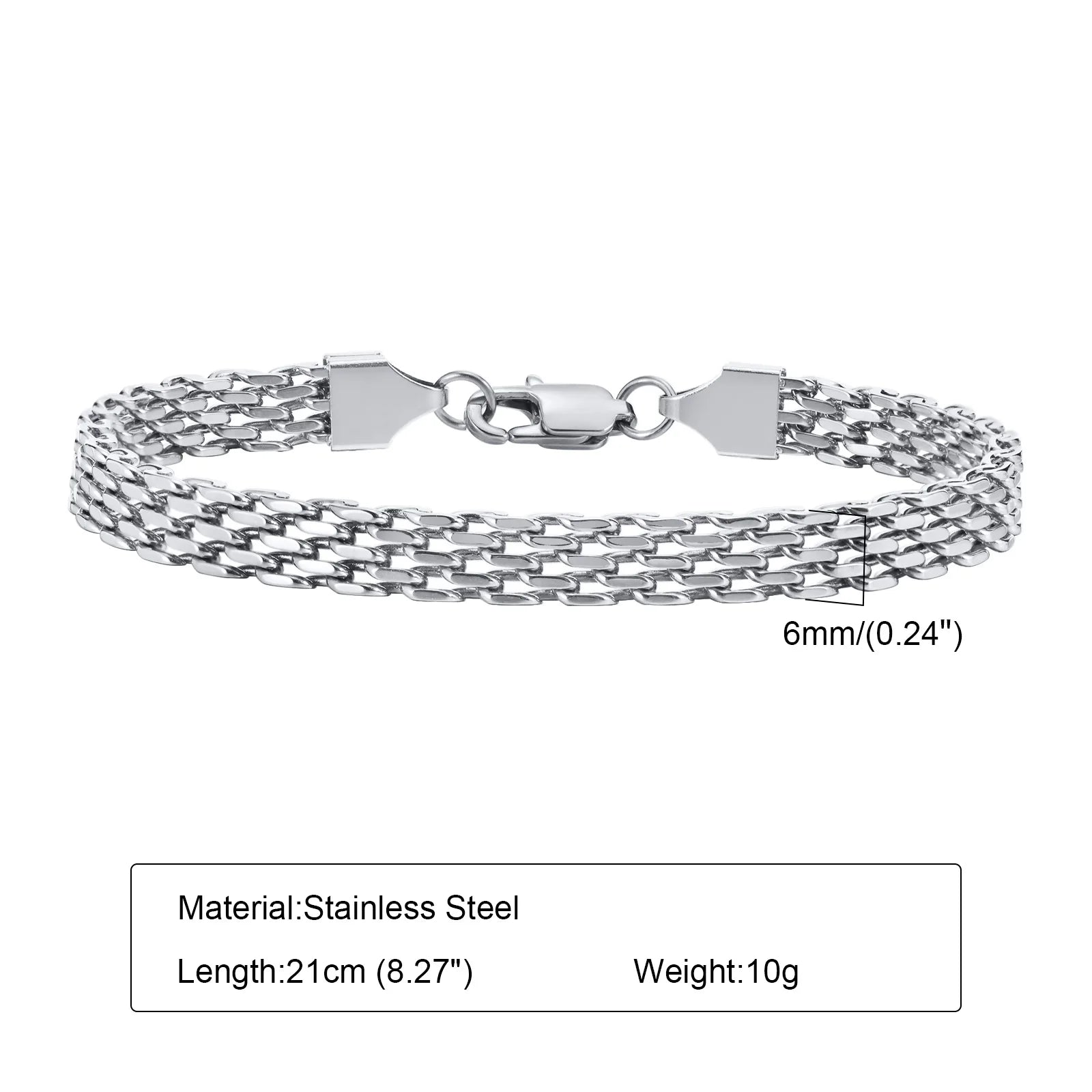 Men's Stainless Steel Chain Bracelet – Hip Hop Link Wristband