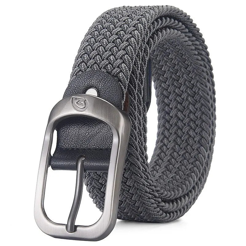 Unisex Woven Elastic Belt – No-Buckle Punch Casual Belt