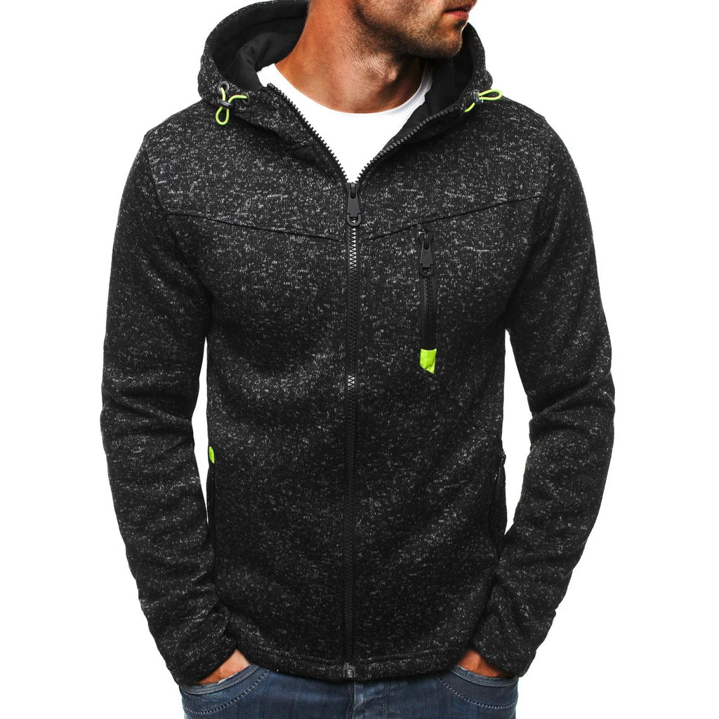 Men's Jacquard Fleece Hoodie – Pullover Sweatshirt