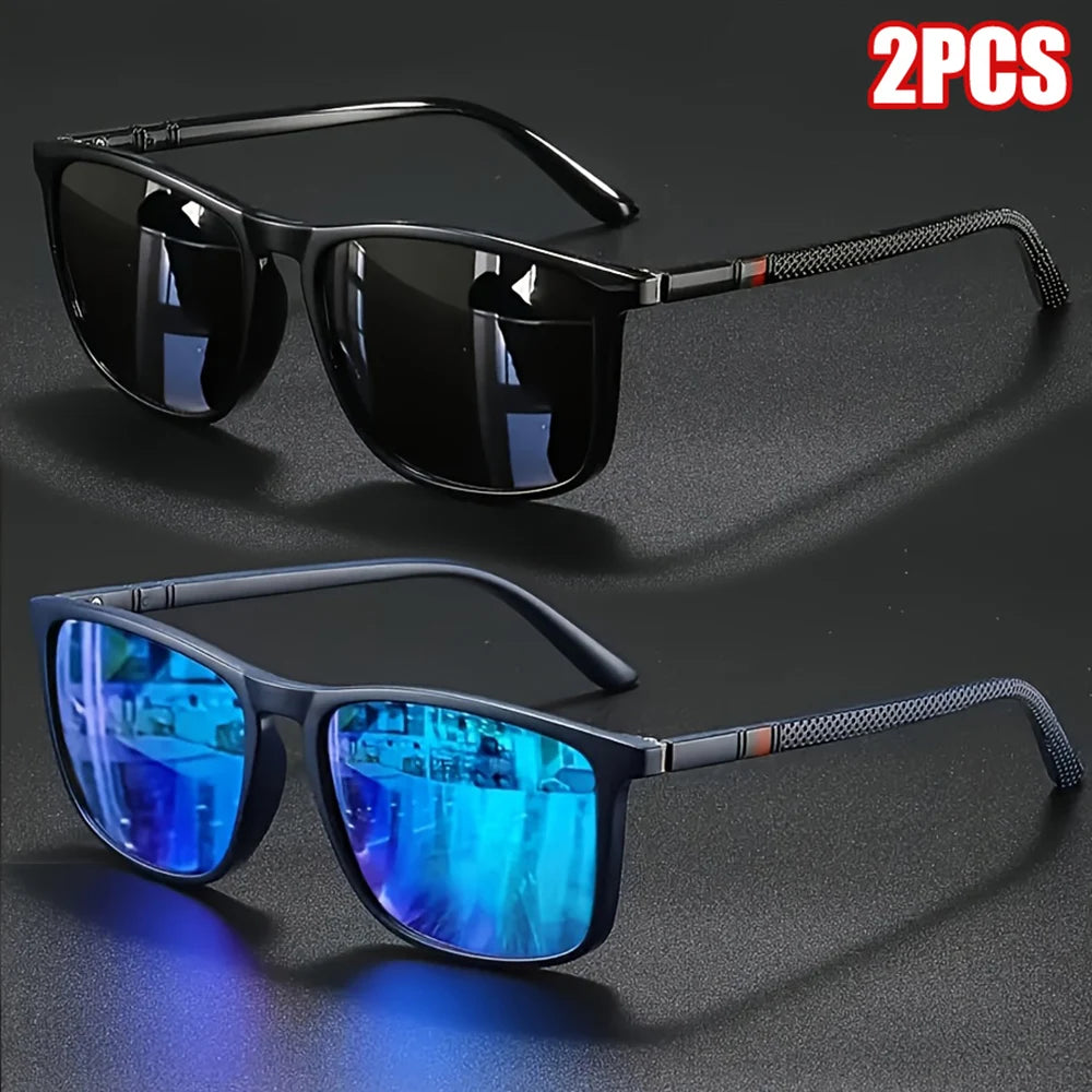 Men's Polarized Square Sunglasses – UV400 Sports Eyewear (2-Pack)