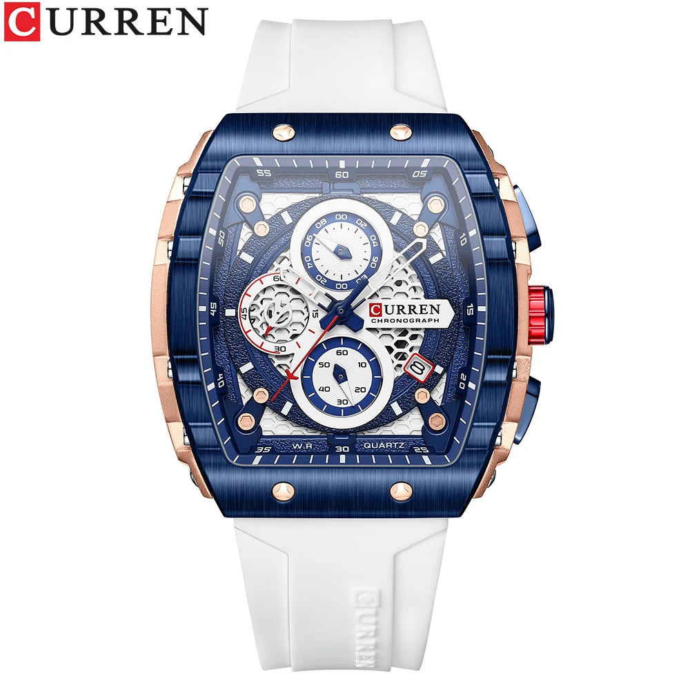 Men's Square Dial Quartz Watch – Sports Wristwatch