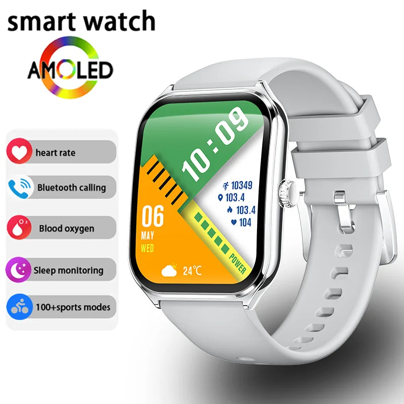 Ultra-Thin Smart Watch – AMOLED Display, Always-On Time & Bluetooth Calling