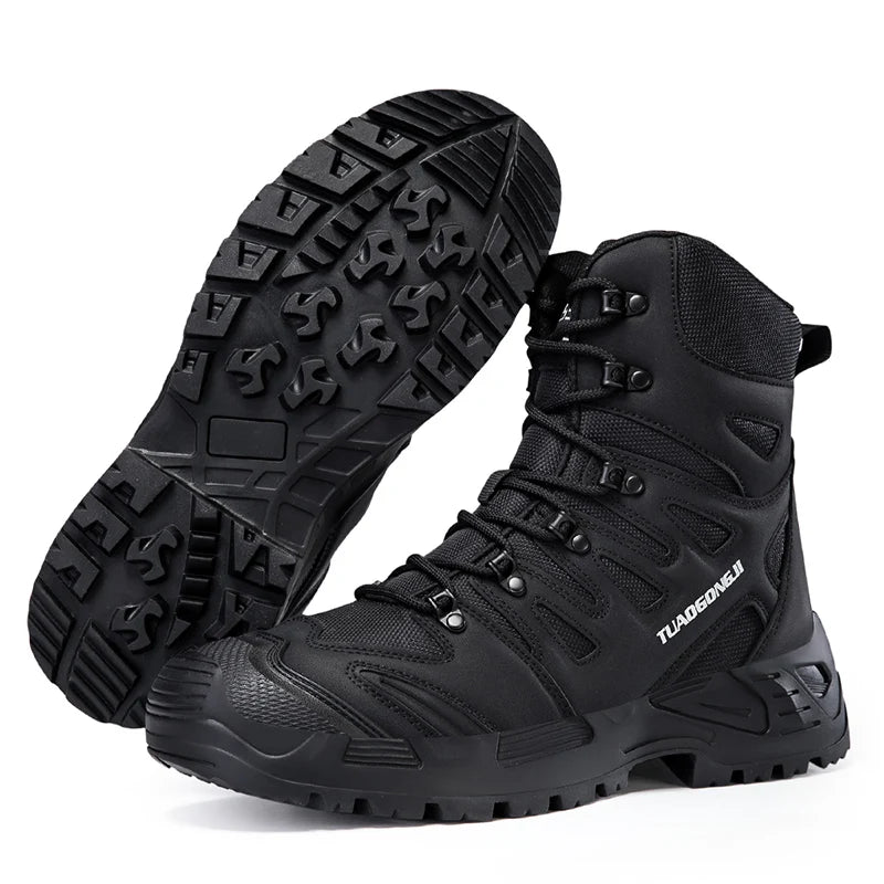 Men's High-Top Tactical Boots, Breathable Combat Training Boots, Large Size Anti-Slip Wear-Resistant Outdoor Hiking Boots
